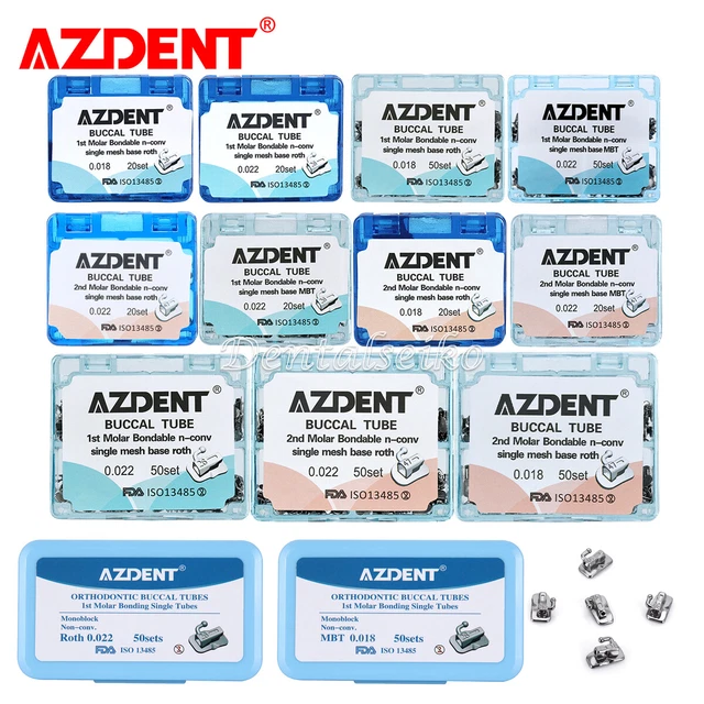 thumbnail image 2 of AZDENT Orthodontic Buccal Tubes – Roth/MBT .022 1st Molar Double Tube (4pcs/pack) 2 of 5