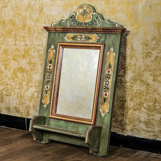 Miroir Mural Rustique Voglauer – Bois Brun, 143x71 Cm, Autriche, Ancien