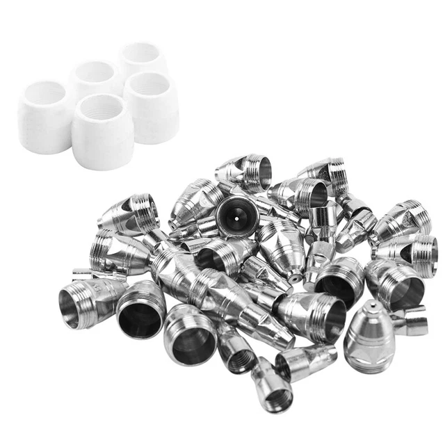 45Pcs P80 Electrode Tips 1.3 Nozzle Shield Cup for P-80 Plasma Cutter Torch CoD4