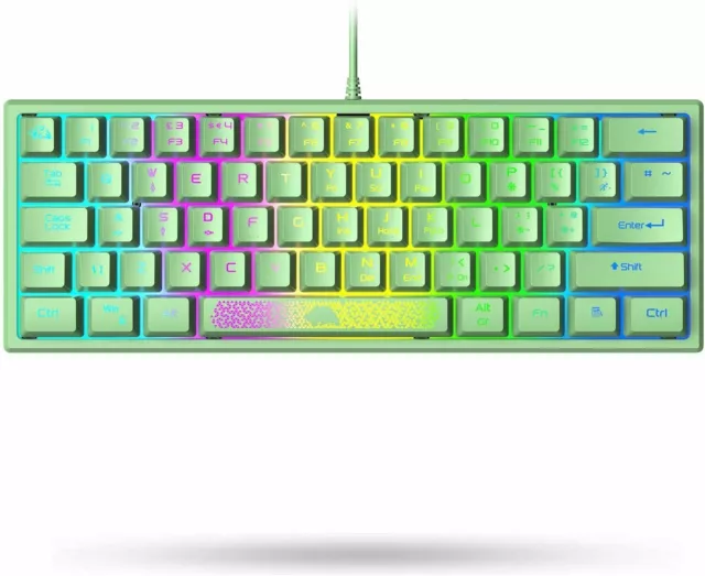 Gaming Tastatur RGB LED Keyboard USB 62 Tasten Mini Keypads für PC Mac PS4 Xbox
