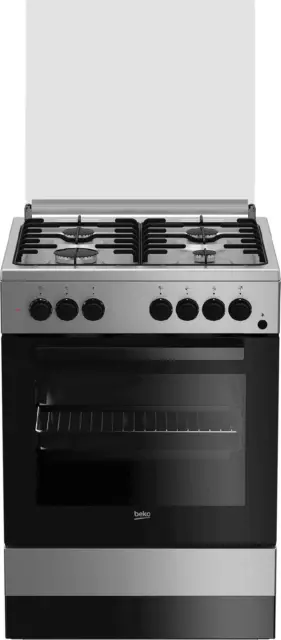 Cucina a Gas 4 Fuochi con Forno Elettrico Beko Grill 60x60 cm Inox FSE62110DX