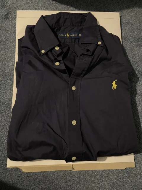 Ralph Lauren: Navy Blue With Yellow Horse Logo. Size M & Long Sleeve Shirt