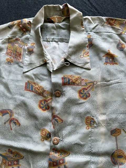 VINTAGE 1940s / 50s HOOKANO  HAWAIIAN  SILK SHIRT SIZE XL MINT