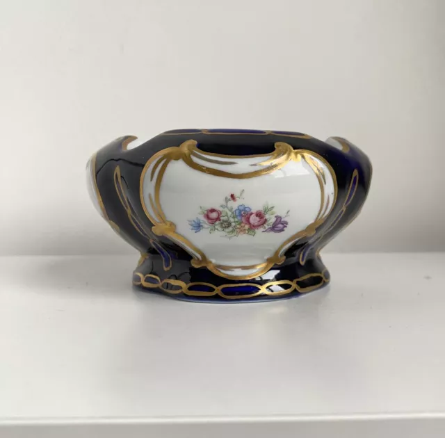 Vintage Royal Dux Bohemia Ashtray Czechoslovakia Cobalt Gold