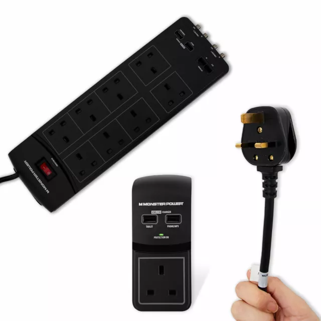 Monster Power Surge Protected Extension Adapter With USB Charging Ports