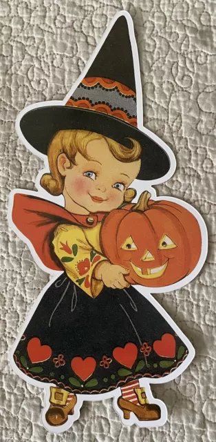 Vintage New Inspired Halloween Witch Girl JOL Die Cut Scrapbook  Art Craft Decor 2