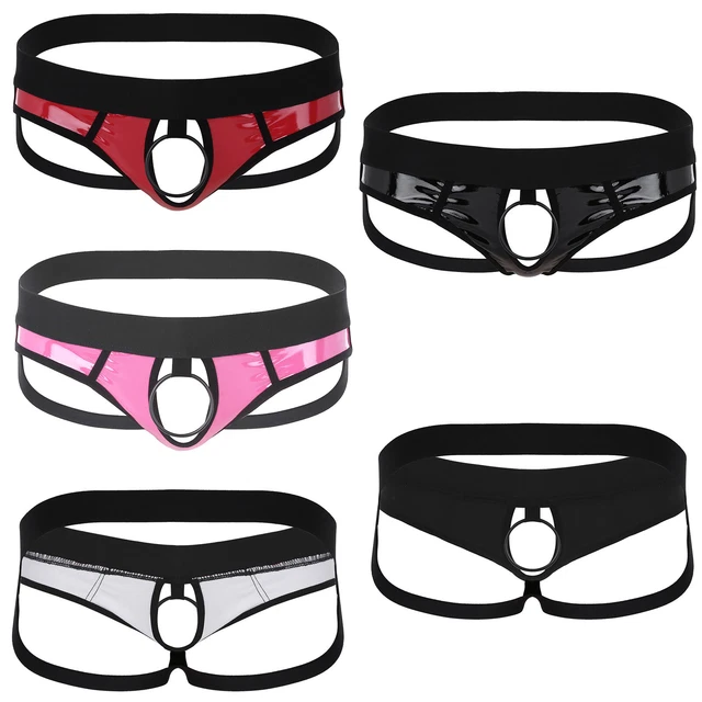 MEN'S JOCKSTRAP LINGERIE Sexy Open Pouch GString Thong Metal ORing