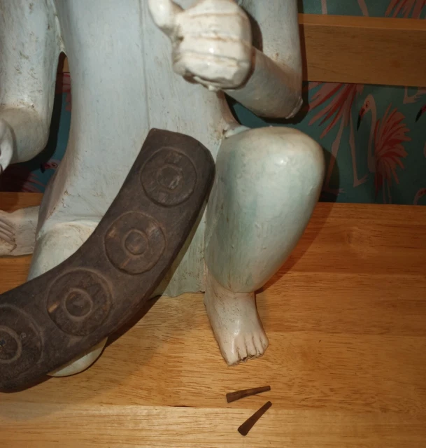 Hand Carved Wooden Burmese Statue? Beautiful Heavy 7
