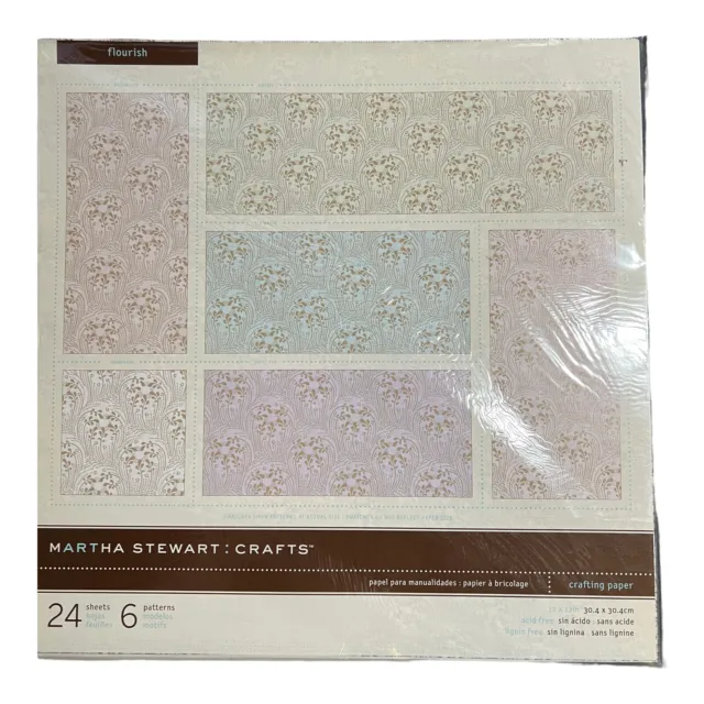 Martha Stewart 12x12 Flourish Crafting Paper 24 Acid Free Sheets -  Scrapbook