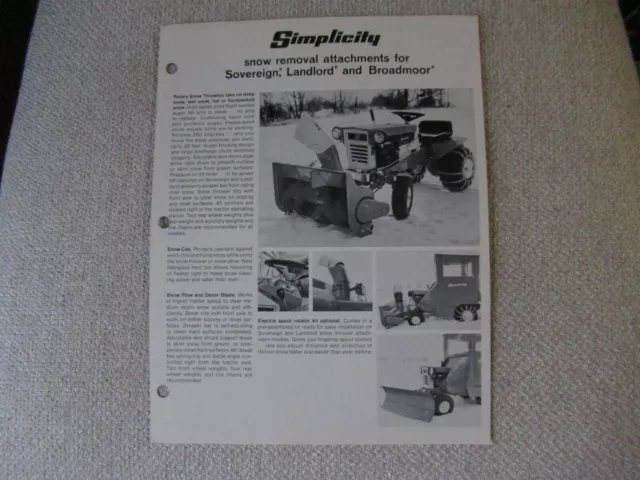 Simplicity snow plows blades for lawn tractor specification sheet brochure