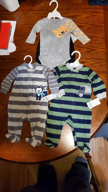 Baby Boy Carters Size 3M Fleece Pajama Set & 2 PC Outfit