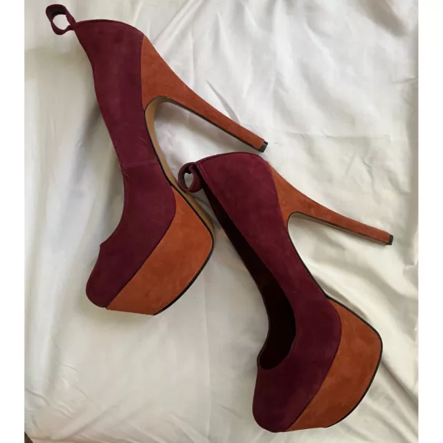 H By Halston 11 Elsie Suede Chunky Platform Pumps Stiletto 5.5” High Heels Shoes H By Halston 11 Elsie Suede Chunky Platform Pumps Stiletto 5.5” High Heels Shoes