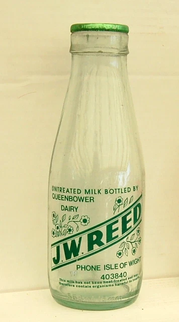 nice old Reed ( Isle of Wight ) Queenbower milk bottle : dairy pint "green"