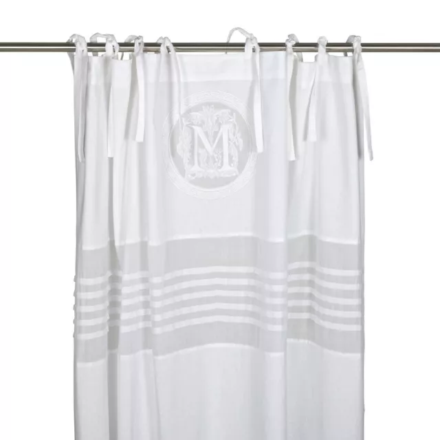 Curtain Molly White Cottage Curtain 115x240Shabby Brocade Monogram