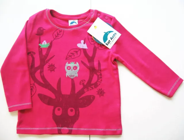 LA Shirt Gr.86 Sanetta NEU 100%Baumwolle pink-beere hirsch glitzer eule baby