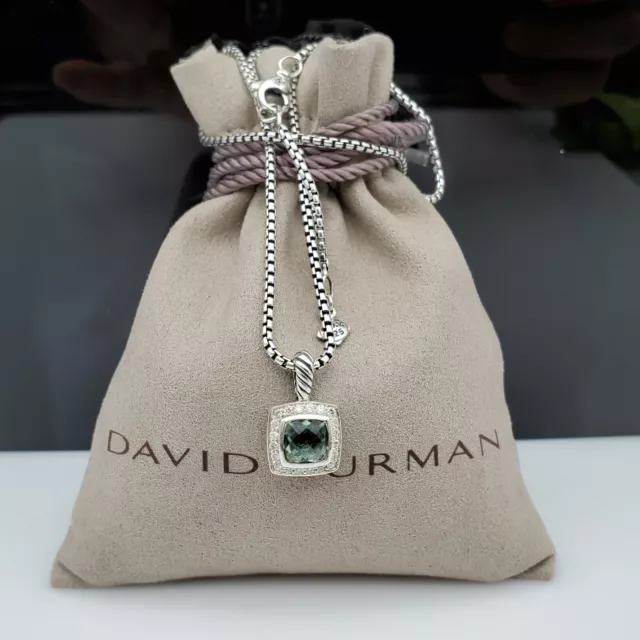 David Yurman Petite Albion Pendant Necklace & Prasiolite and Diamonds 17 Chain