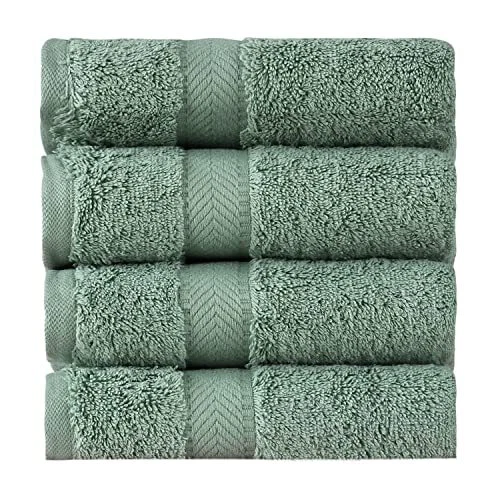 Textilom 100% Turkish Cotton 4 Piece Luxury Washcloth Towel Set For Bathroom & K