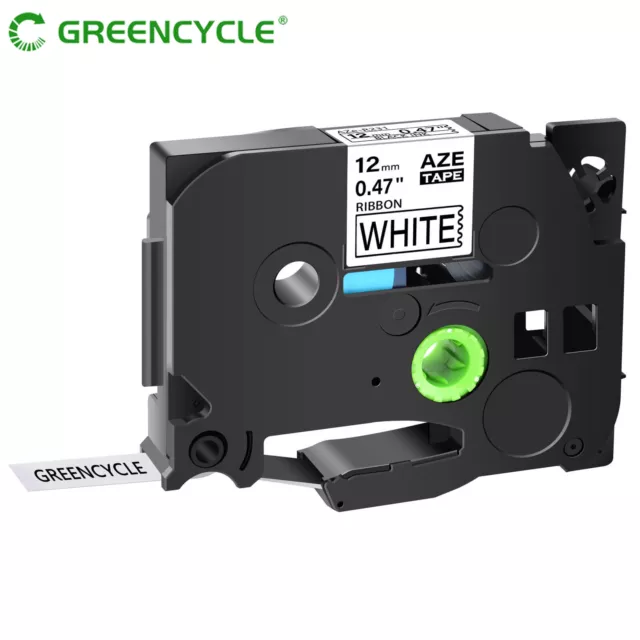 Greencycle Tze TZ-R231 Black onWhite Satin Ribbon Label Tape for Brother P-touch