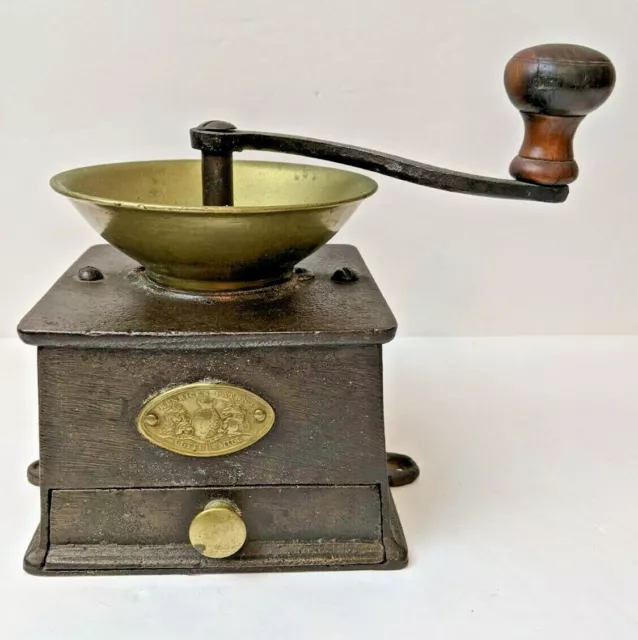 RARE Antique CAST IRON and Brass A Kenrick & Sons Coffee Mill Grinder No 2 2