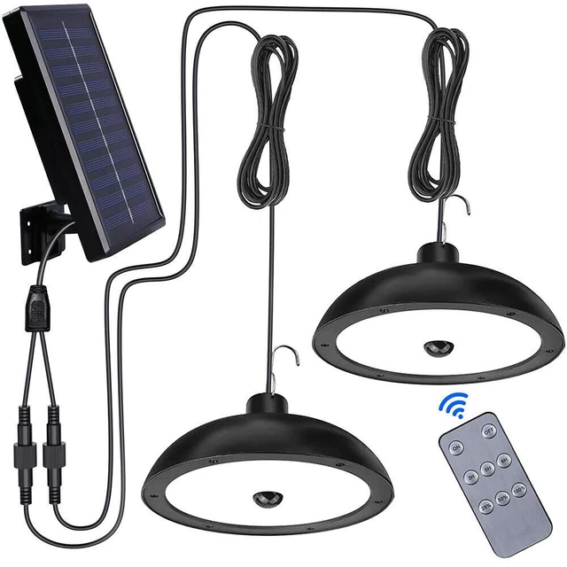 LED Solar Powered Hanging Light Outdoor/Indoor Garden Yard Shed Lamp Pendant UK