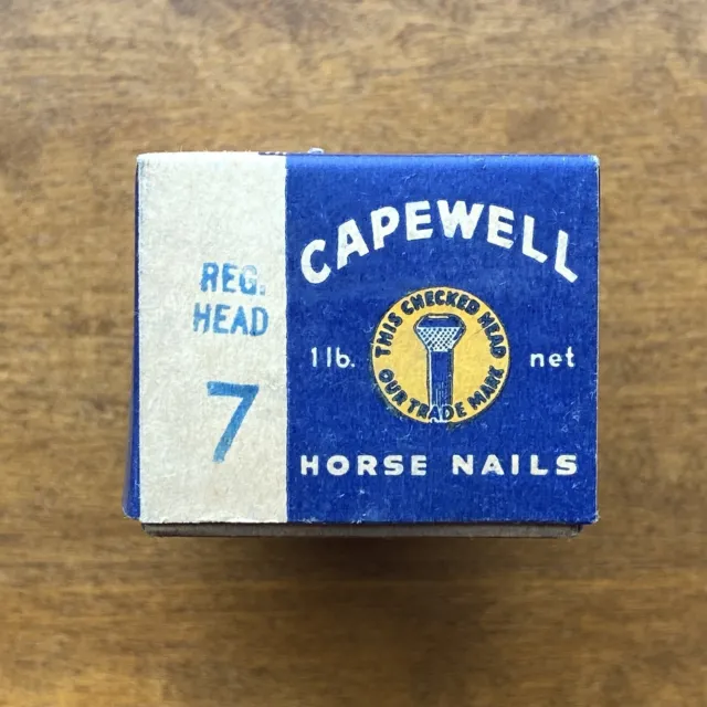 Vintage Capewell Horse Nails 1lb Package Box Checkered Head Nail Lot 4