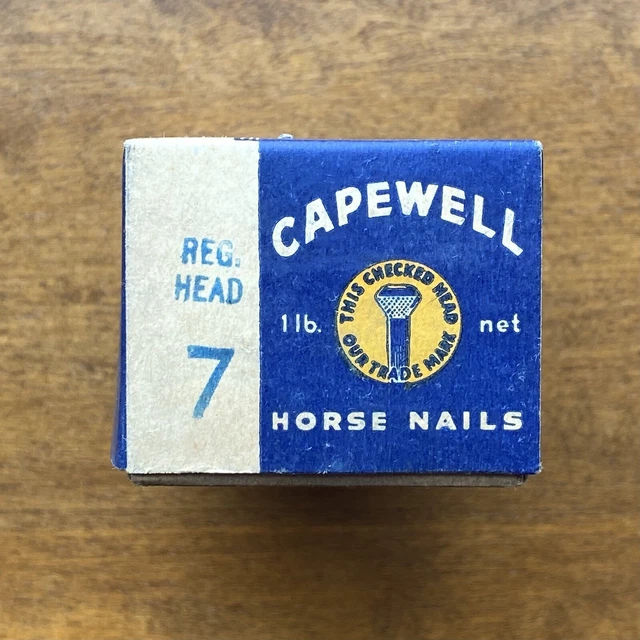 Vintage Capewell Horse Nails 1lb Package Box Checkered Head Nail Lot 4