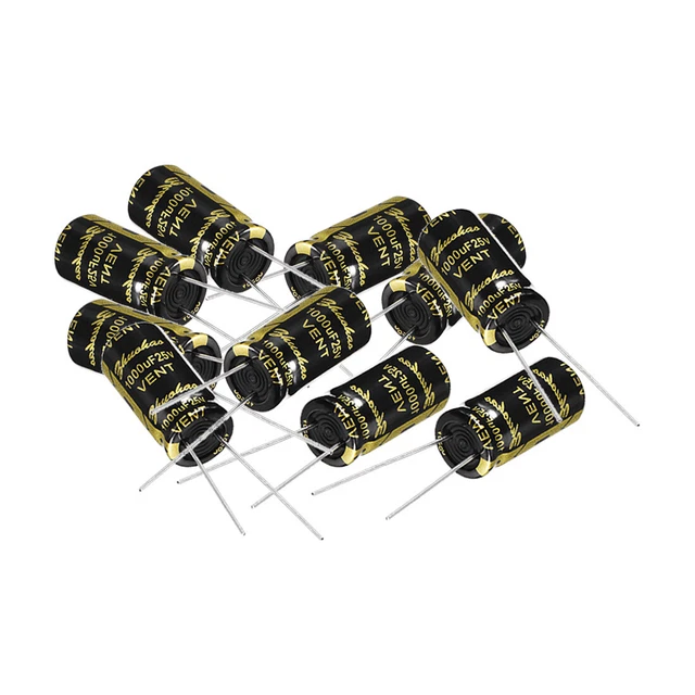 Radial Condensateur électrolytique 1000uF 25V 105°C Vie 2000H 10x20mm Noir 10pc