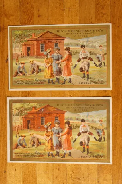 Victorian Trade Cards C.M. Henderson Shoes Bromley Ingelude Co. Marshalltown IA