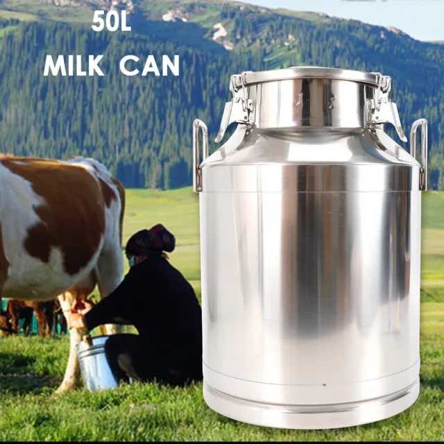 50L Stainless Steel Milk Can Airtight Wine Pail Liquid Storage Canister Barrel