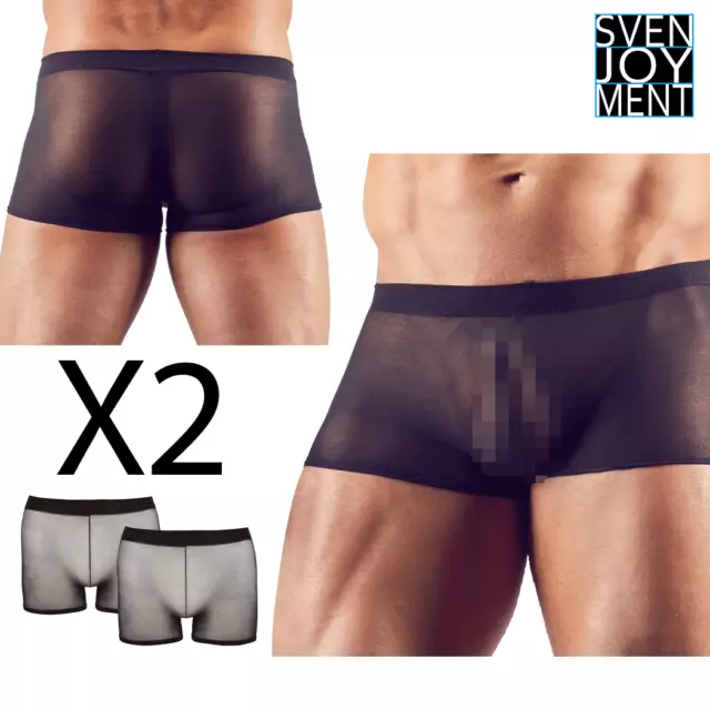 Due Boxer Neri Elasticizzati in Rete Semitrasparente Intimo Uomo X2 Svenjoyment