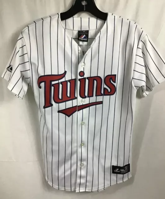 Youth’s Majestic MLB Minnesota Twins #33 Justin Morneau Pinstripe Jersey Size Lg