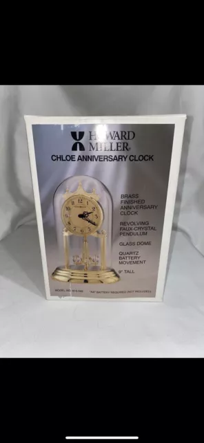 Howard Miller Quartz Anniversary Clock with Glass Dome Brass Finish 9” Tall VNTG