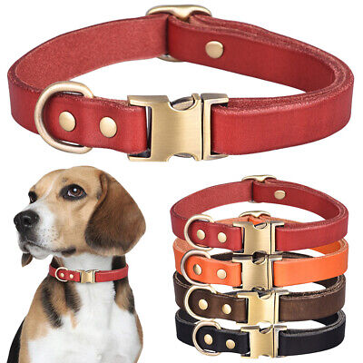 Real Leather Dog Collar Pet Cat Puppy Leather Neck Strap Adjustable Soft Collars