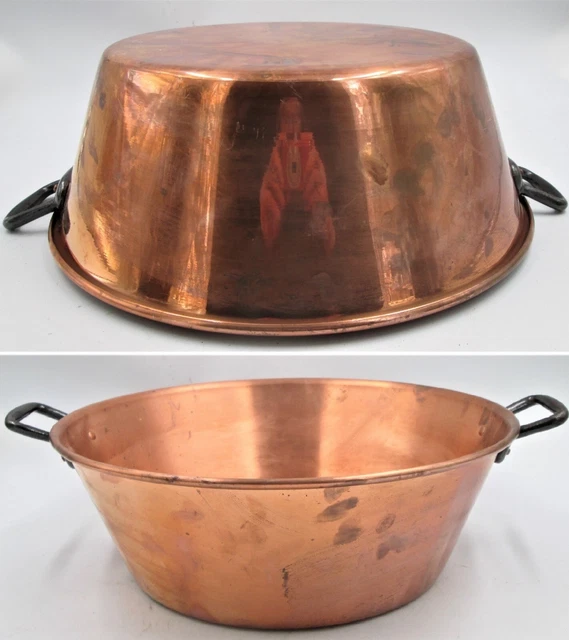VINTAGE 15.3" FRENCH COPPER JAM PAN 39 cm IRON HANDLES 1.7 Kg Pot 3.13lb UNUSED VINTAGE 15.3" FRENCH COPPER JAM PAN 39 cm IRON HANDLES 1.7 Kg Pot 3.13lb UNUSED