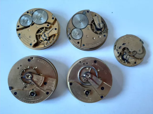 X 5 Antique Waltham Ladies And Gents Pocket Watch Movements (Lot 8)