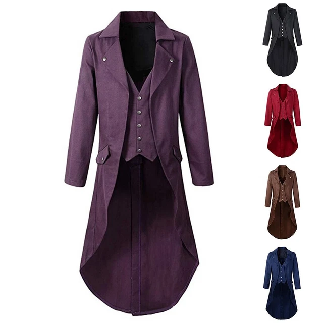 Cappotto da coda steampunk gotico da uomo di ispirazione vintage in stile vittoriano
