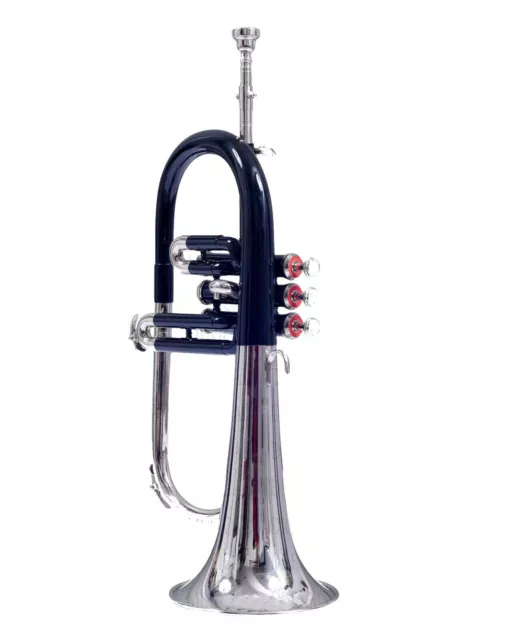 Klaxon de bugle à 3 valves en laiton nickel noir avec étui rigide et embout...