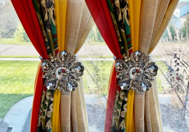 2 pieces Magnetic Curtain Tieback Crystal curtain pullback tiebacks