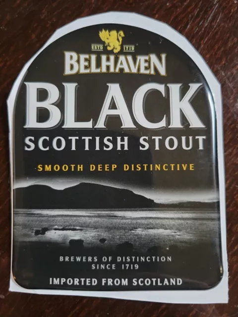 Thick BELHAVEN black Scottish Stout Tap Handle Sticker decal brewing craft beer