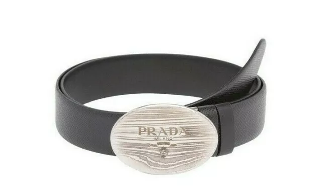 PRADA UOMO NERO Saffiano Pelle Cintura Reversibile Tutte le Taglie