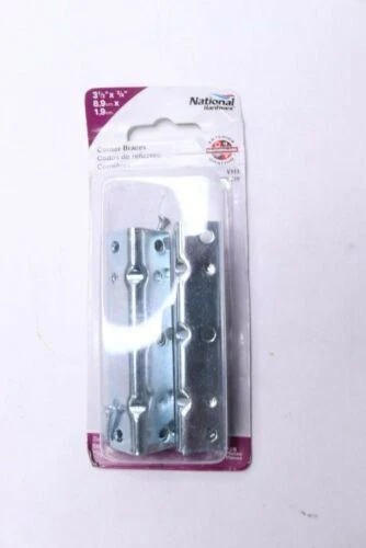 (4-Pk) National Hardware Zinc Plated Steel Corner Braces 3-1/2" x 3/4" N220-079