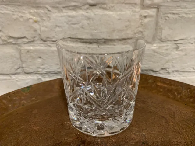 Signed EDINBURGH Lead Crystal Cut Glass Whisky Tumbler - 8.5cms Tall Exc Con