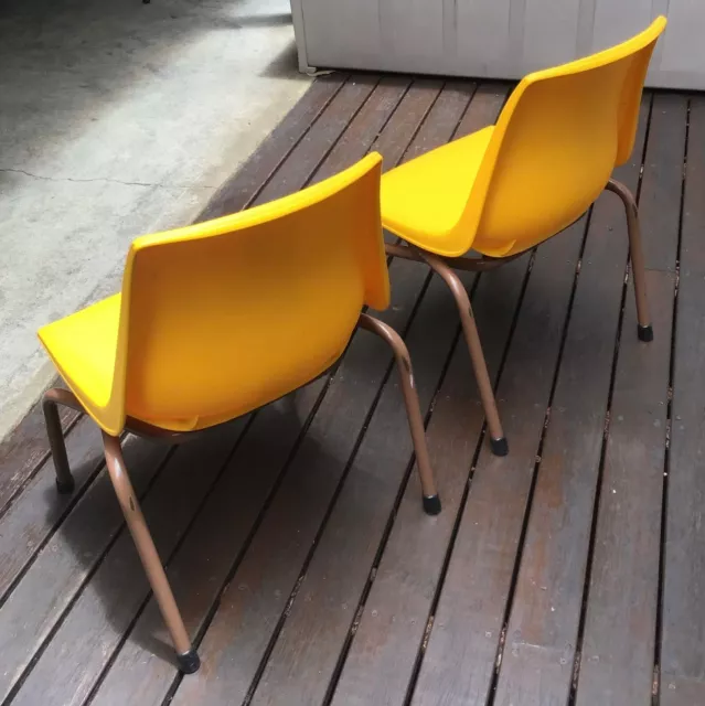 Sebel Hobnob Moulded Plastic Chair - Child - Mustard - Stackable - Used 2