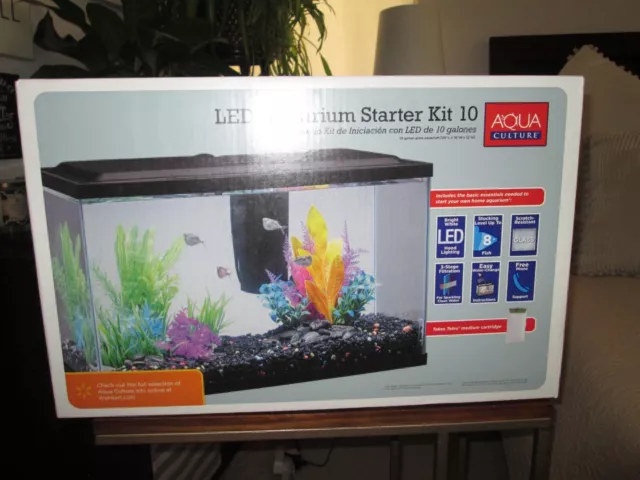 NEW Aqua Culture 10 Gallon Aquarium Fish Tank Plus Complete Set Up Accessories