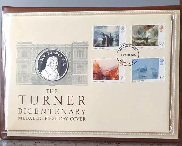 1975 JMW Turner Bicentenary 925 Silver Medallic First Day Cover John Pinches FDC 3