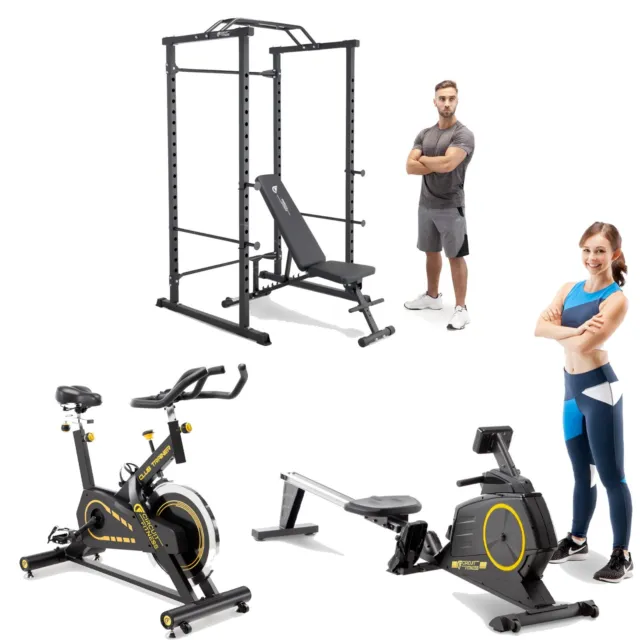 MARCY  CF Mega 4-IN-1 Home Gym Bundle, Cage, Bench, Bike & Rower