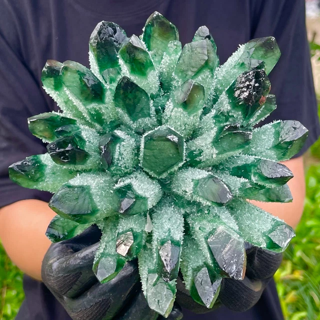 3.42LB New Find Green Phantom Quartz Crystal Cluster Mineral Specimen Healing