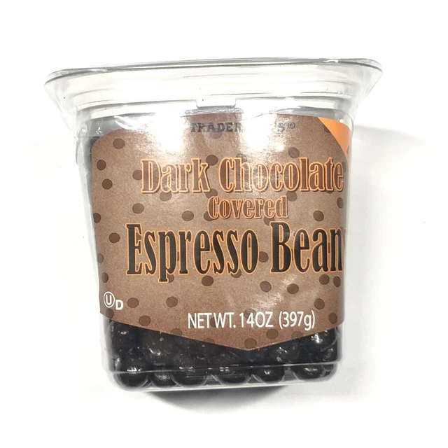 TRADER JOE'S DARK Chocolate Covered Espresso Beans 14.oz New Recipe 12/