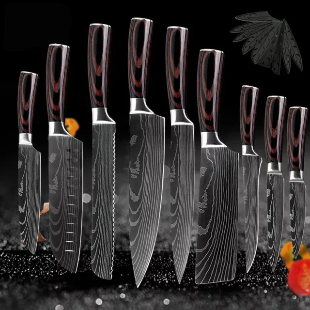 Küchenmesser Set Edelstahl Damaskus Muster Chef Professionelles Kochmesser Set
