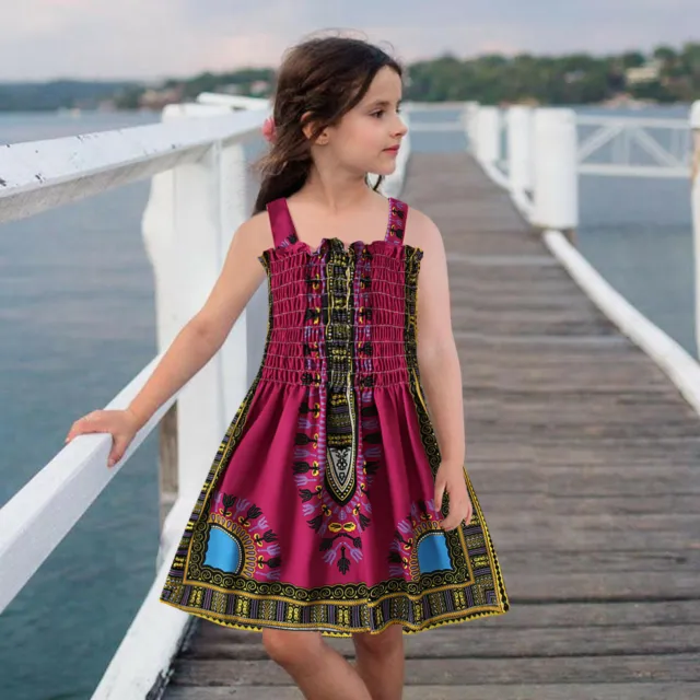 African Dashiki Dress Toddler Kids Baby Girls Traditional Style Sleeveless Dress 3